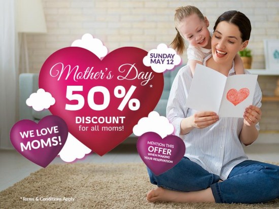 All Moms receive 50% off!
